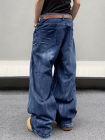 Jean large en denim déchiré et vieilli pour homme, coupe ample, imperméable et respirant, style streetwear printemps, vente en gros