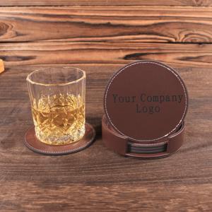 Custom Genuine Leather Coasters Set Decorative <b>Table</b> Mat Wholesale Waterproof Beverage Mug Pad Home Accessories LC-0031B - Product Image 1