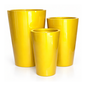 Maceta cilíndrica grande de fibra de vidrio para decoración de jardines interiores y exteriores, hoteles, patios y paisajismo. Proveedor mayorista OEM. - Product Image 1