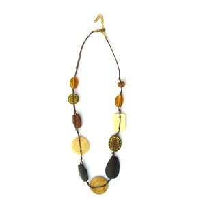 Bohemian Geometric Bone <b>Beaded</b> <b>Necklace</b> With Natural Stone Accents Unisex Strand Jewelry Wedding Party at Best Price - Product Image 1