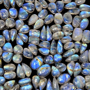 Lot de pierres précieuses en pierre de lune arc-en-ciel naturelle, formes variées, pour la fabrication de bijoux, 12x9x3mm 11x11x3mm, moyenne 11 carats - Product Image 2