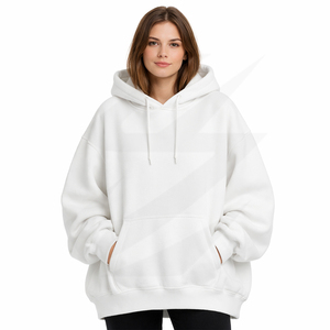 Vente en gros Sweat à capuche pour femme oversize, effet vieilli, 500 g/m², 100 % coton molletonné, streetwear décontracté, épaules tombantes, grammage lourd - Product Image 3