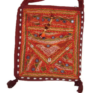 Boho Main India Ethnic Johla Designer Shoulder Strap Embroidery Ethnic Bag Handmade Geometric Pattern Purse Traditional Bohemian - Product Image 1