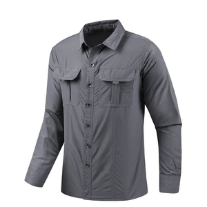 Chemise de pêche à manches longues vert vif pour homme, UPF 50, anti-UV, couleur unie, boutonnée, vêtements d'extérieur - Product Image 3