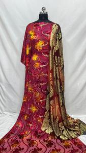 Ensemble Maqbal Dirac de luxe pour femmes, or brillant, manches longues, broderie, mélange de spandex et de polyester, écologique, été, printemps - Product Image 2