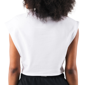 Camiseta Deportiva Corta de Felpa para Mujer, Blanca, Estructurada, Sin Mangas, para Gimnasio, Entrenamiento, Yoga, Ejercicio Físico - Product Image 6