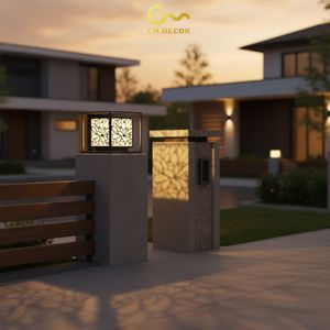 Lampe à pilier LED ondulée robuste de 12 pouces, lampe de colonne extérieure en acier noir, éclairage de portail de villa résistant aux intempéries - Product Image 5
