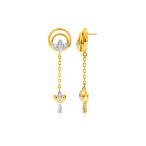 Pendientes Colgantes de Lujo con Doble Círculo de Flor de Loto y Diamantes Brillantes Cultivados en Laboratorio para Mujer, Joyería para Fiestas - Product Image 4