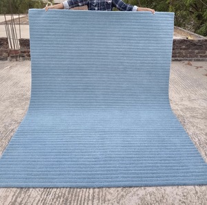 Tapis moderne bleu tufté à la main, tapis en laine texturée douce, tapis contemporain minimaliste, tapis de sol de luxe fait main - Product Image 3