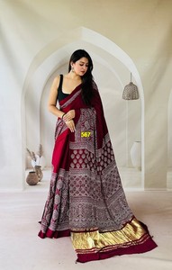 Sari en soie bleu dessiné à la main pour femme, traditionnel indien pakistanais, longueur ras du sol, ethnique, coupe classique, toutes saisons - Product Image 5