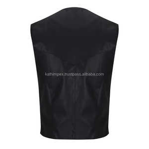 Chaleco de cuero transpirable de alta calidad para hombre Cierre de estilo a presión Cuello en V Servicio OEM para pedidos a granel Disponible Color negro - Product Image 3