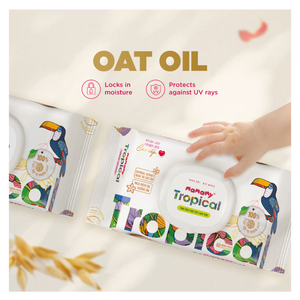 Lingettes humides tropicales Mamamy en fibres naturelles, 60 lingettes - Lingettes pour bébé sans alcool pour le soin de la peau - Sûres pour les peaux sensibles des nouveau-nés - Product Image 4