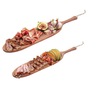 Assiettes de service ovales en bois de qualité supérieure avec poignée, grand plateau à apéritifs, ensemble petit et grand, assiettes en bois d'acacia - Product Image 1
