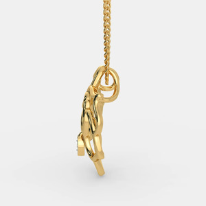 Collar con Colgante de Flor de Rosa en Oro Amarillo con Diamante Cultivado en Laboratorio - Product Image 4