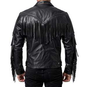 Servicio OEM, Chaquetas de Hombre con Flecos de Diseño Personalizado para Adultos, Mejor Venta, Chaqueta de Flecos de Cuero Vacuno 100% Genuino con Diseño Personalizado - Product Image 2