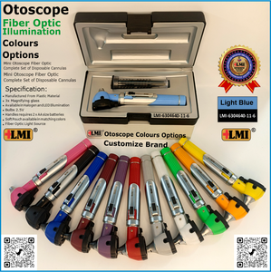 Ensemble d'instruments de diagnostic otoscope manuel à fibre optique bleu clair, certifié CE, léger, pour la chirurgie générale - Prix de gros - Product Image 2