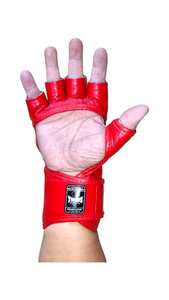ถุงมือ MMA หนังแท้สีแดงคุณภาพระดับมืออาชีพแบบนิ้วครึ่ง ปิดด้วยเวลโคร สำหรับฝึกศิลปะการต่อสู้ 男女 ใช้ได้ - Product Image 3
