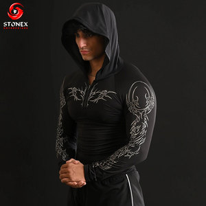 Custom Men's <b>Hooded</b> Compression <b>T</b> <b>Shirt</b> <b>Long</b> <b>Sleeve</b> Gym Fitness Workout Quick Dry Athletic Sports Hoodie OEM Services - Product Image 2
