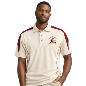 Polo DriFit Kappa Alpha Psi avec armoiries, vêtements de fraternité grecque Krimson and Kream, coupe athlétique et confort tout au long de la journée - Product Image 1