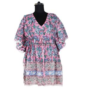 Robe de soirée africaine pour femmes, robes ethniques, robes courtes kaftan pour femmes KFCS072, meilleure fabrication de robes pour femmes avec impression à la main - Product Image 3