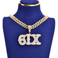 Pendentif en diamant moissanite avec lettres LADY, arrangement de pierres détaillé, style urbain audacieux, accessoire de mode de luxe