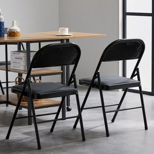 Elegant 4pcs Black Foldable Iron and PVC Chairs for Conventions and Exhibitions - Product Image 3