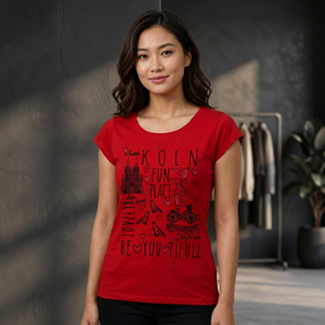 Camiseta gris de manga corta para mujer con estampado de Fun City y diseño de corazón, top informal de verano con cuello redondo, tejido tipo jersey - Product Image 4