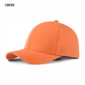 Casquette de baseball sportive unisexe 6 panneaux ajustée en maille respirante imperméable avec découpe laser et broderie 3D, idéale pour les activités de plein air et les voyages - Product Image 1