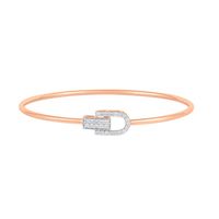 Bracelet jonc plaqué or rose avec diamants sertis griffe, taille brillant, minimaliste, pour femme, à porter au quotidien, cadeau de fête, bijoux