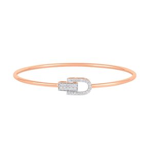 Brazalete de Oro Rosa con Diamantes, Corte Baguette, Minimalista, para Uso Diario, Joyería para Mujer - Product Image 1