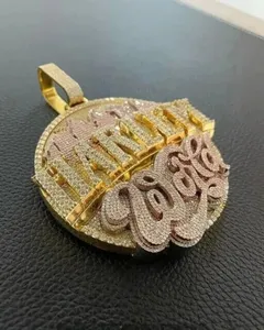 Custom Tishya Diamond Round Cut Real Moissanite Women's Rose Gold Plated 925 Sterling <b>Silver</b> Pendant - Product Image 1