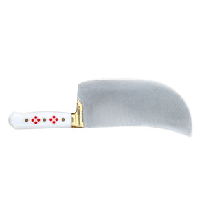 Cuchillo de Carnicero Profesional PK-FN-W, Hoja Curva de Acero Plateado, Mango Blanco con Diseño de Punto Rojo, Empuñadura Dorada - Product Image 4
