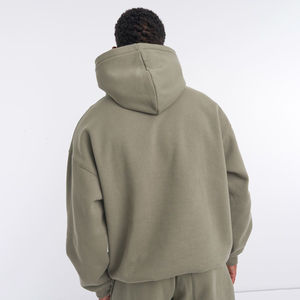 Sudadera con Capucha Oversize de Moda Urbana Francesa para Hombre, 100% Algodón, Estampado Sólido, Sudadera Bordada - Product Image 3