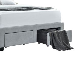 Lit king-size Newport gris clair capitonné avec rangement et 4 tiroirs - Product Image 4
