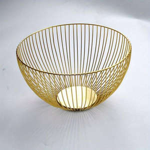 Corbeille à fruits ovale plaquée or de style moderne pour le rangement et la présentation de fruits frais, ustensiles de cuisine, centre de table décoratif - Product Image 1