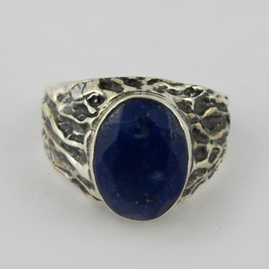 Bagues en argent sterling 925 avec lapis-lazuli bleu, style bohème, certifiées par une tierce partie, par Shri Ashapura Jewels - Product Image 2