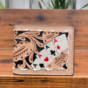 New Designer Trendy Luxury Hand <b>Tooled</b> <b>Leather</b> Wallet for Men's Genuine <b>Leather</b> Business ID Credit Cards Holder Small Wallets - Product Image 4