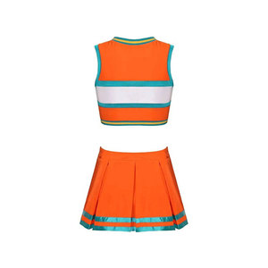 Tenue de cheerleading Econex pour femmes adultes, ensemble jupe et haut court rayé jaune et blanc, polyester, imprimé numérique sur le devant - Product Image 4