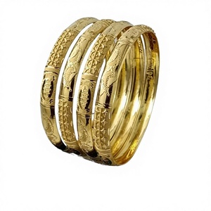 22K <b>Solid</b> <b>Gold</b> <b>Bangle</b> Set for Women Traditional Indian <b>Gold</b> Kada Pair Elegant Handcrafted Yellow <b>Gold</b> Bracelets - Product Image 1