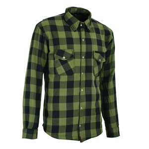 Camisa de motociclista profesional verde y negra de franela para hombre con protector de columna y cremallera YKK - Product Image 5