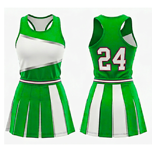 Uniforme de cheerleader personnalisé pour femmes et filles, ensemble deux pièces (haut et jupe) avec logo imprimé numériquement, uniformes de cheerleading pour filles adultes - Product Image 1