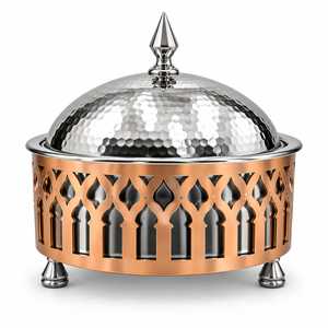 Copper and Steel Thermal <b>Food</b> <b>Container</b> Wholesale Gold Plated Lid Finishing Double Wall Insulated <b>Hot</b> Pot For <b>Food</b> Server Pot - Product Image 1