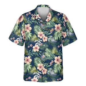 Camisas Hawaianas para Hombre con Estampado Floral Personalizado de Flores Tropicales Rojas, Camisas de Playa Vintage de Verano con Absorción de Humedad - Product Image 5