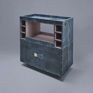 Vintage Crafts Modern Leather Outdoor <b>Table</b> Kitchen Serving Cart Rolling <b>Wheels</b> Handles Browne Luxury Handmade Customized - Product Image 2