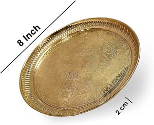 Thali de prière en laiton, artisanal et traditionnel, pour Mandir, décoration de maison ou de bureau - Product Image 2
