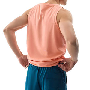 เสื้อกล้ามออกกำลังกายทรงเข้ารูปสำหรับผู้ชาย สีคอรัล ผ้าถัก ทรงกล้ามเนื้อ คอโอ ระบายอากาศได้ดี สวมใส่สบาย ผลิตจากโพลีเอสเตอร์ - Product Image 3