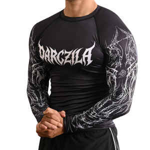 Camiseta de Compresión Personalizada para Hombre, Manga Larga, Diseño Gráfico en Blanco y Negro, Cuello Redondo, Ajustada, para Gimnasio, Entrenamiento, Deporte, Capa Base Deportiva - Product Image 5