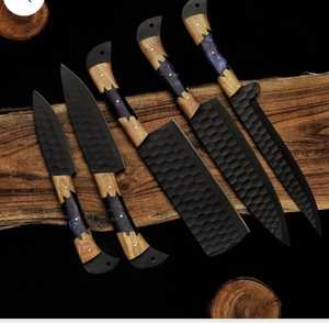 Ensemble de couteaux de chef en acier inoxydable de qualité supérieure avec manche en bois et résine pour la cuisine à domicile, la préparation des aliments, ensembles de couteaux de chef - Product Image 3