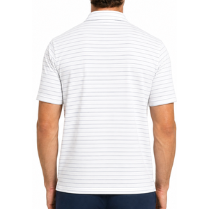 Polo de golf à rayures horizontales pour homme, personnalisé, bicolore blanc et bleu, vêtements de sport performants - Product Image 4