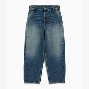 Jean en denim déchiré taille mi-haute coupe droite ample et large pour homme, style streetwear décontracté, en coton de haute qualité - Product Image 6